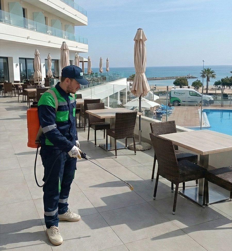 Technicien DerPest Solutions traitement anti-nuisibles hôtel bord de mer